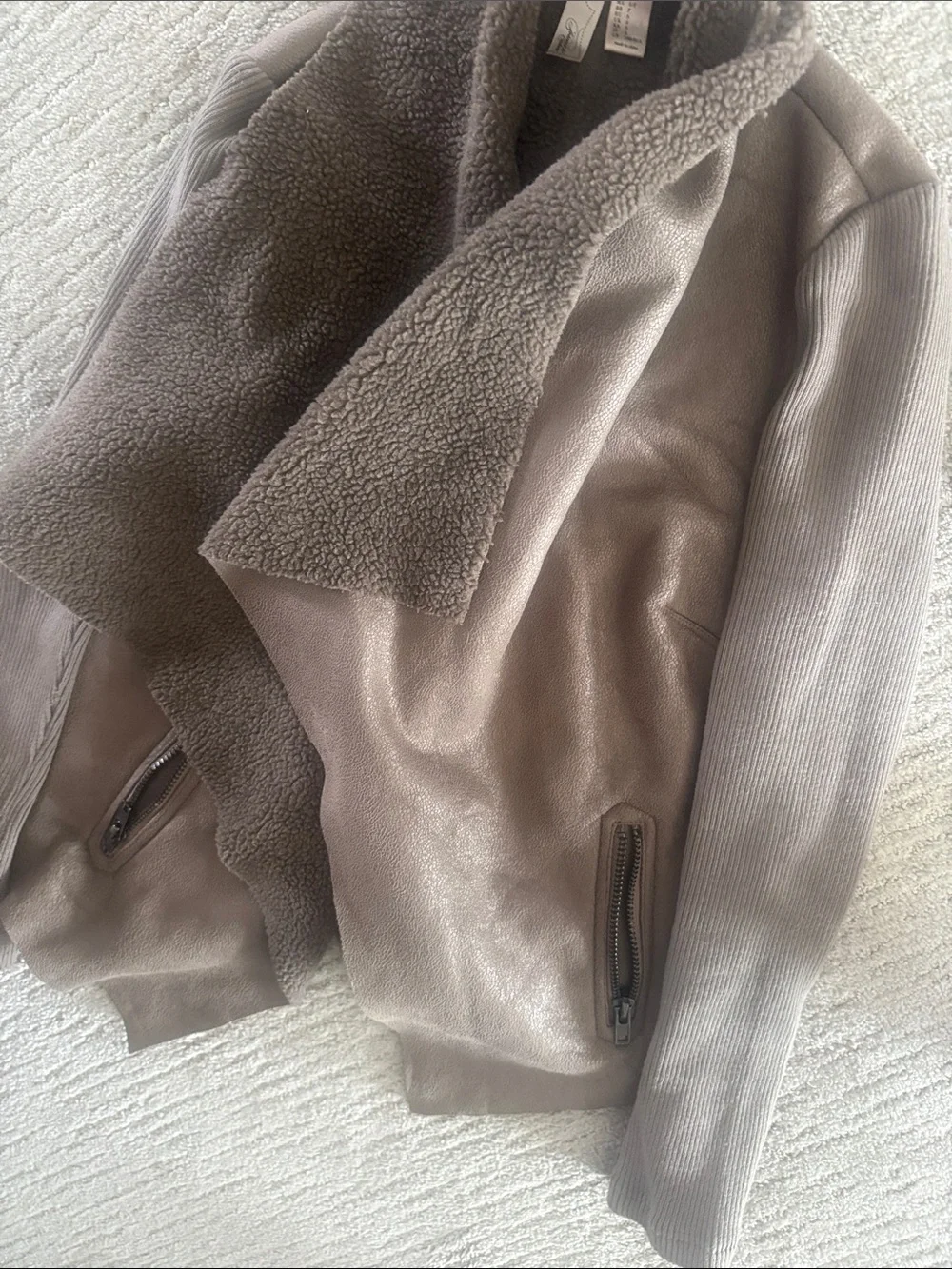 Forever 21 Taupe Sherpa-Trim Draped Jacket